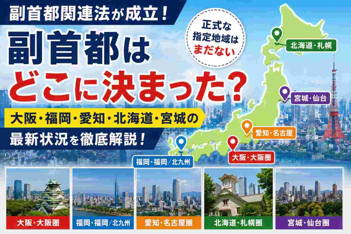 副首都はどこ?大阪・福岡・愛知が名乗り|札幌・宮城も意欲 – キニナル