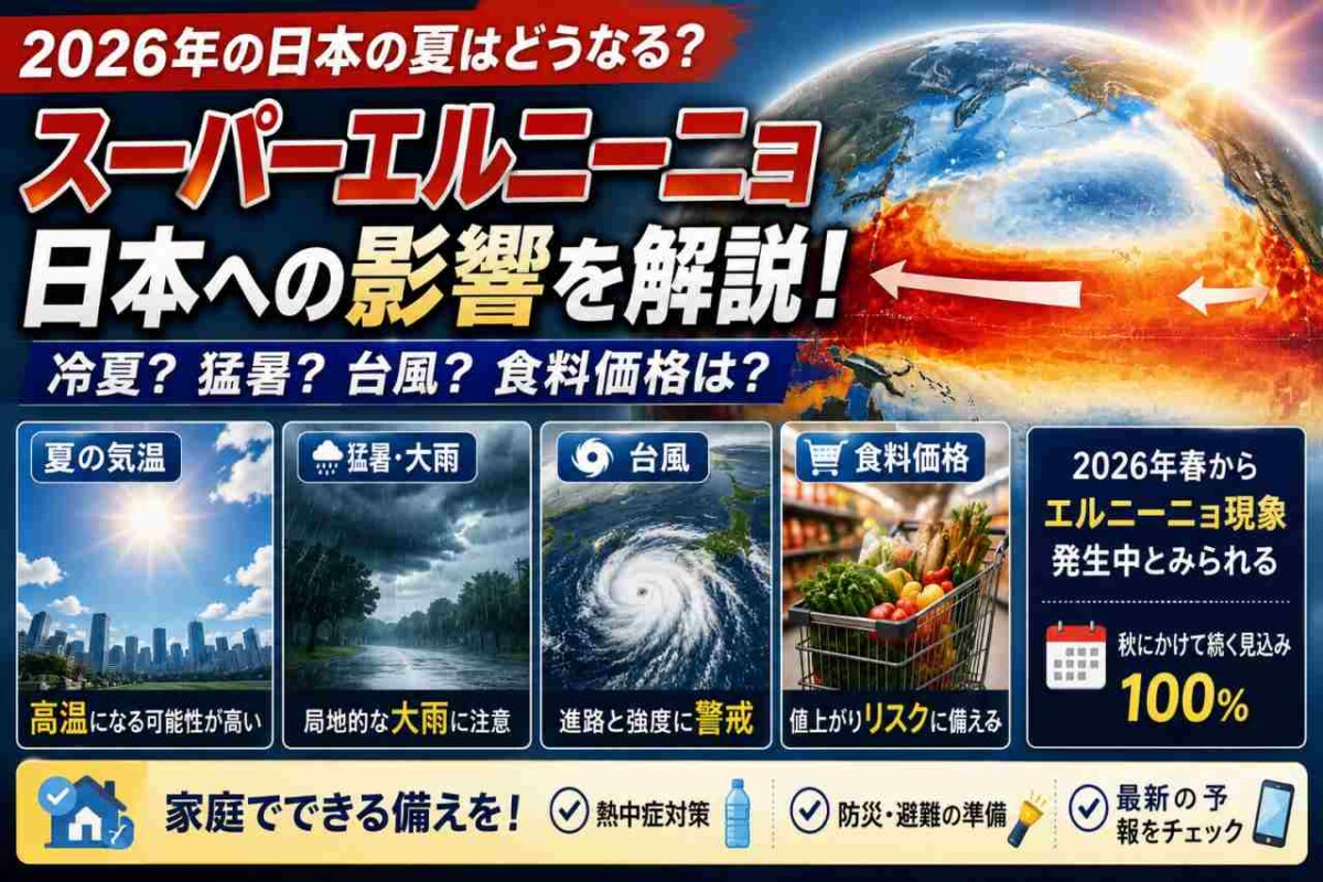 スーパーエルニーニョで日本は冷夏？2026年の猛暑・台風を解説 – キニナル